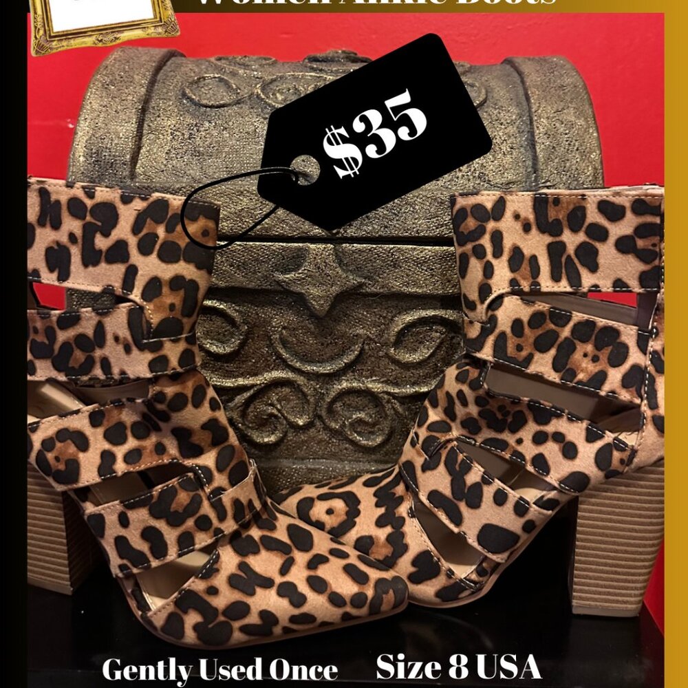 Beautiful Tiger Print Women Boots size 8 for Fall & Winter